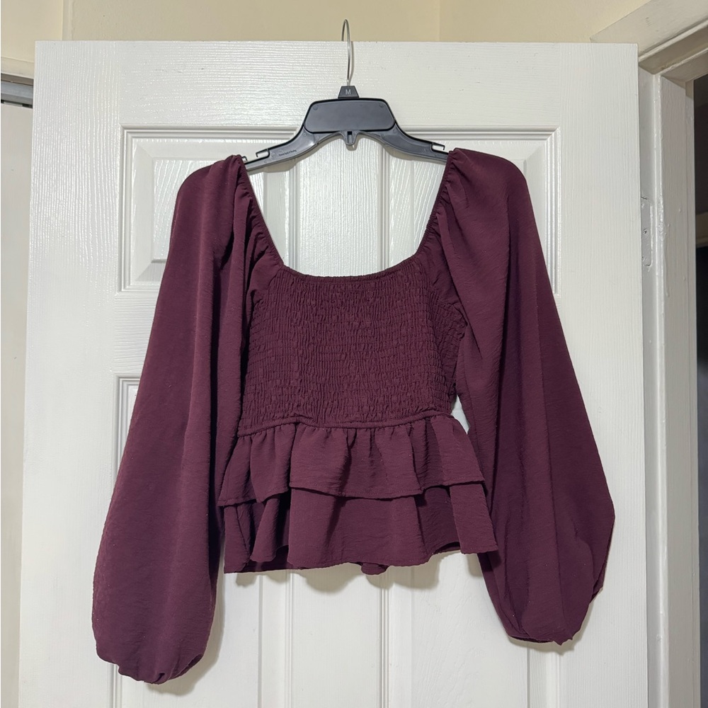 Altar’d State Smocked Babydoll Peplum Top Size Small - Picture 2 of 3
